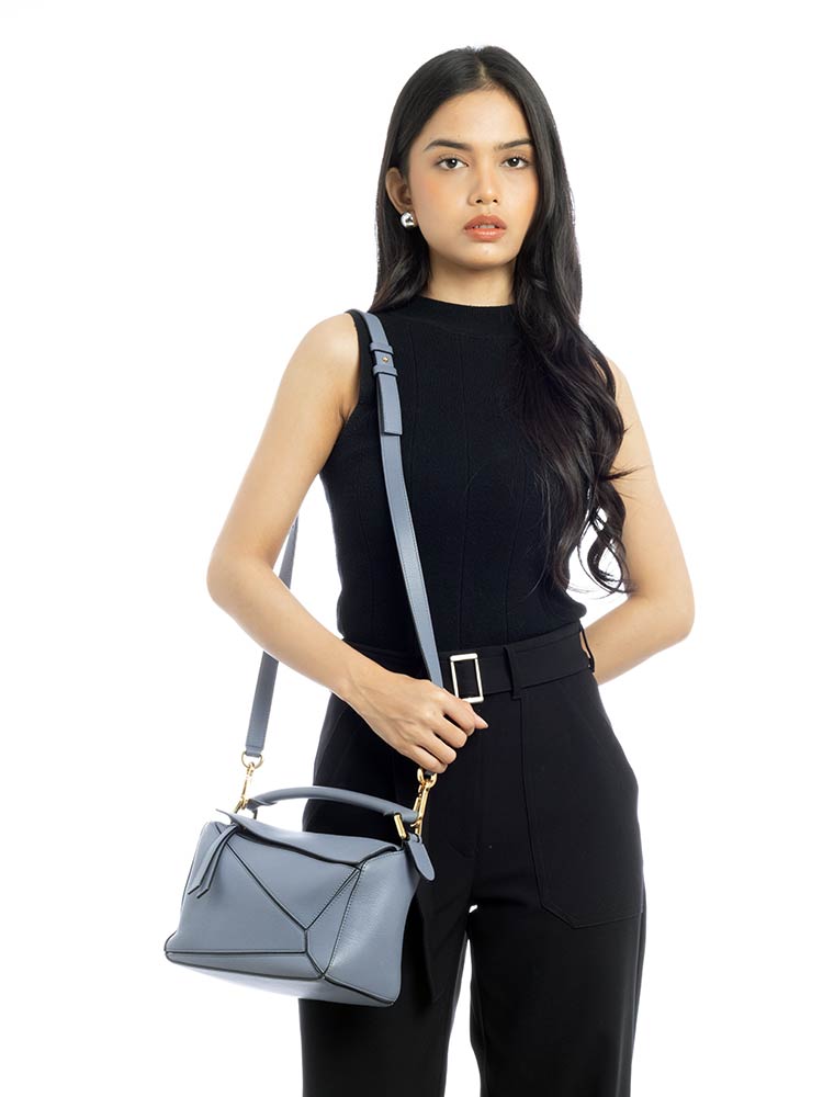 Calfskin Small Puzzle Bag Atlantic Blue