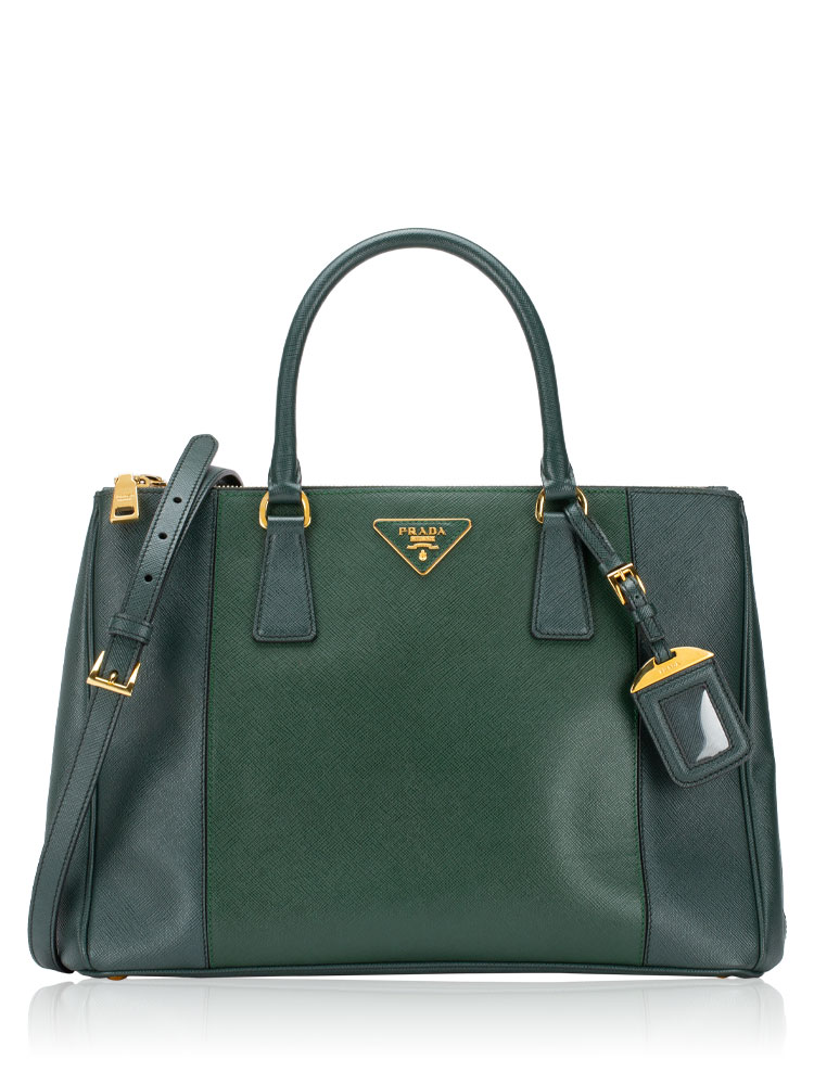 Saffiano Lux Bi-Color Double Zip Tote Smeraldo Lauro