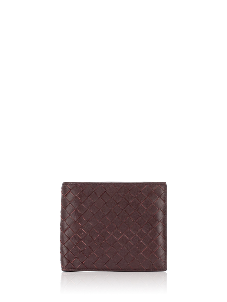 Lambskin Intrecciato Bifold Wallet Barolo