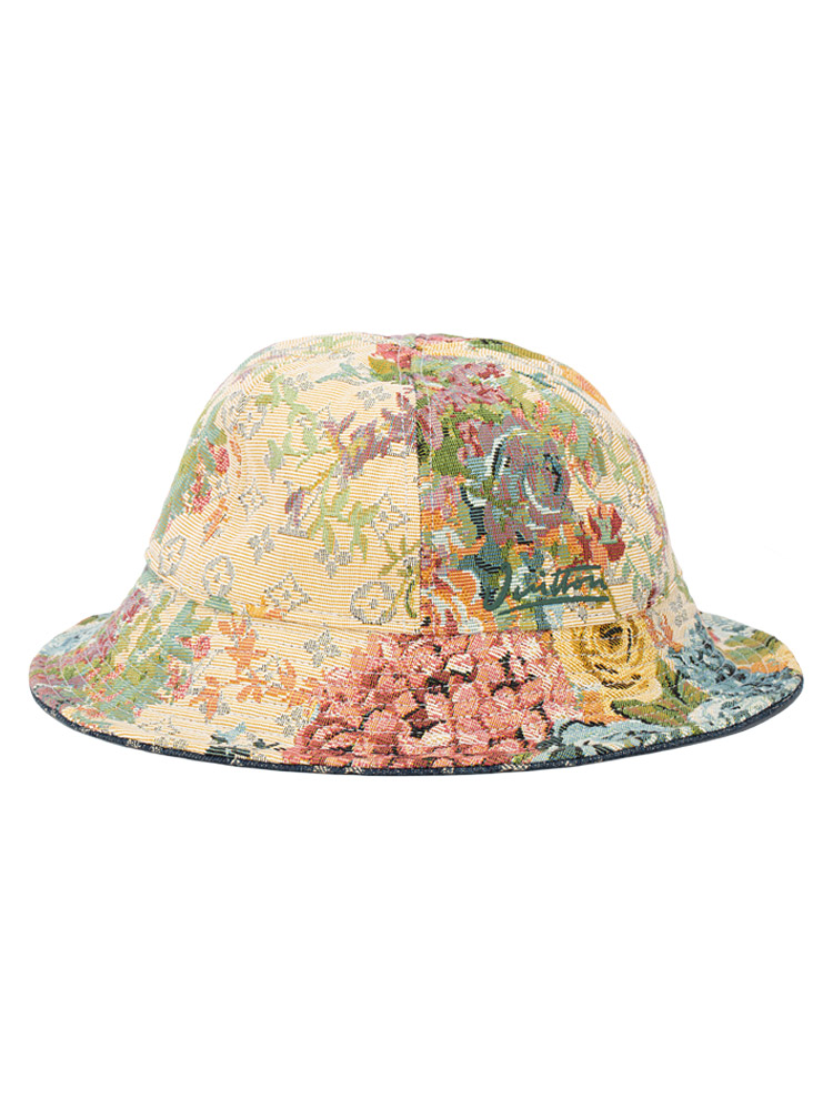 X Virgil Abloh Monogram Floral Tapestry Reversible Bucket Hat Beige Multicolor