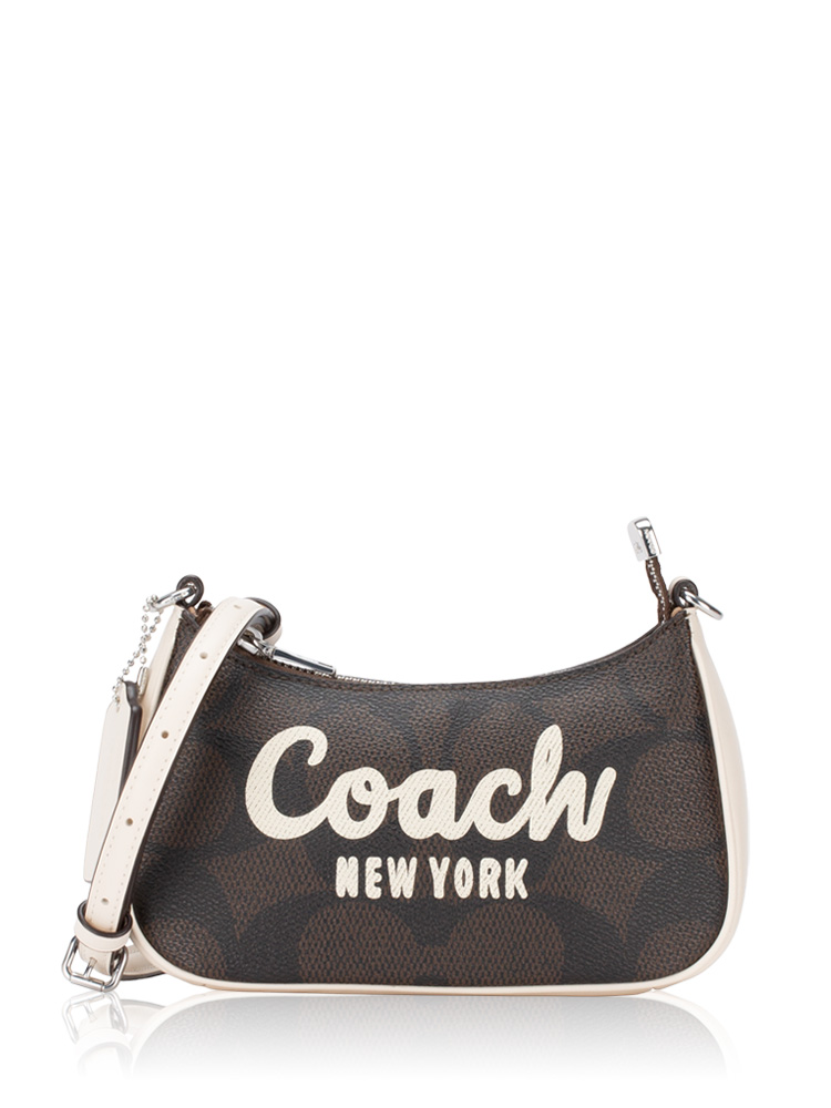CY734 Signature Script Teri Mini Crossbody Walnut Chalk