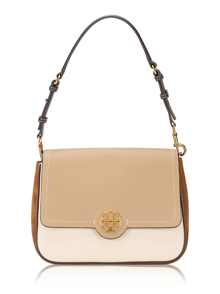 Felix Colorblock Flap Shoulder Bag Almond Flour New Cream