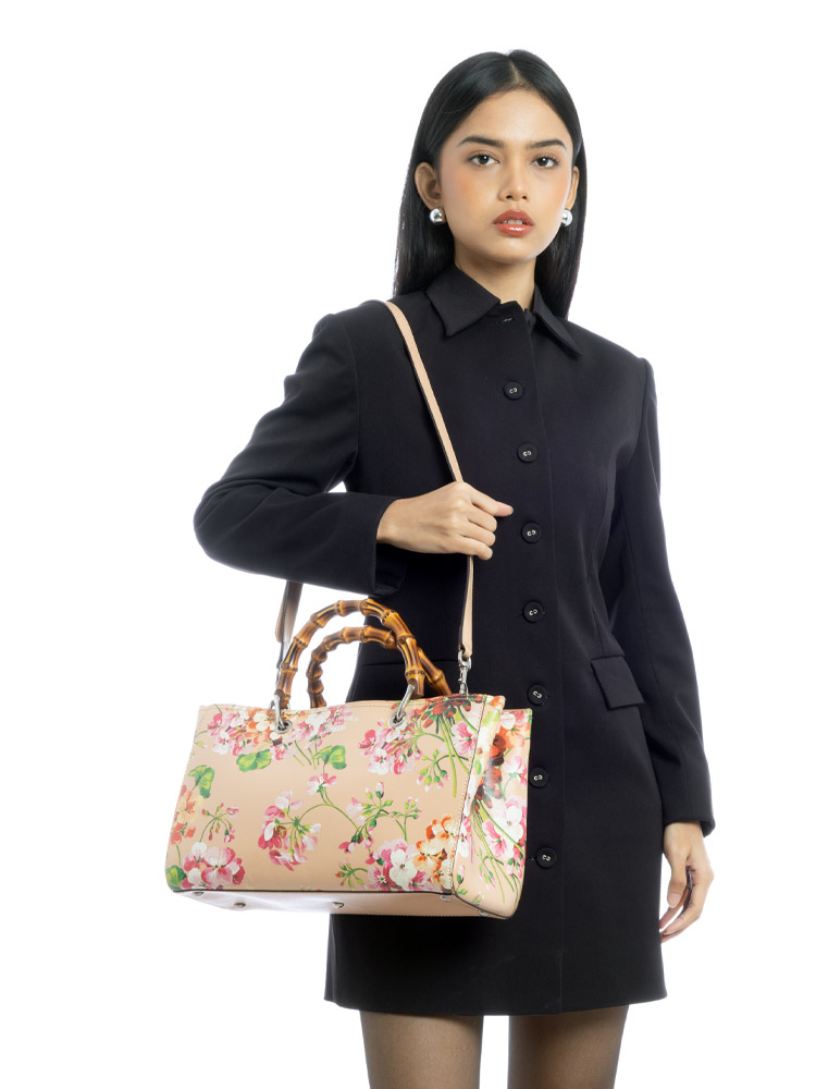 Blooms Bamboo Medium Shopper Pink Apricot