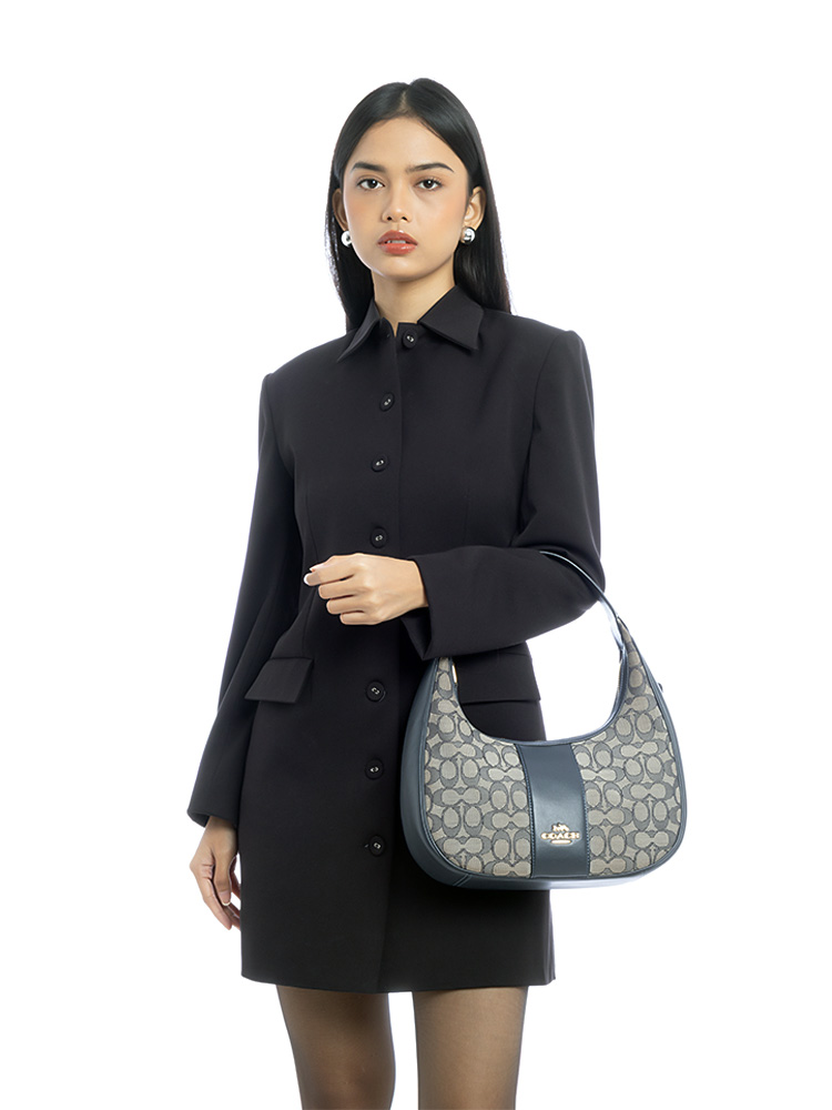 CV001 Signature Jacquard Carmen Shoulder Bag Midnight Navy
