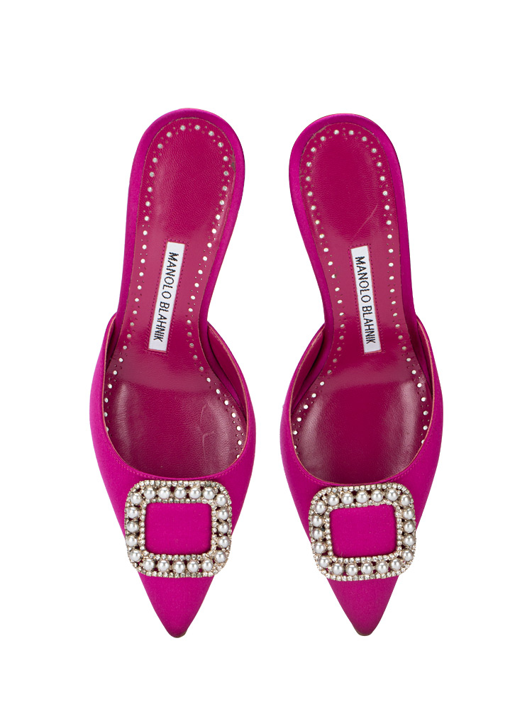 Satin Fabetamu Mules Fuchsia Sz 36