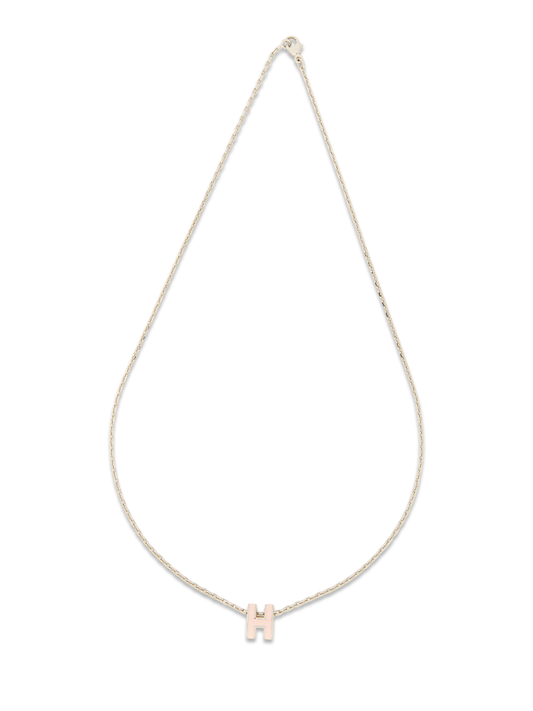 Silver Pop H Mini Pendant Necklace Rose Dragée