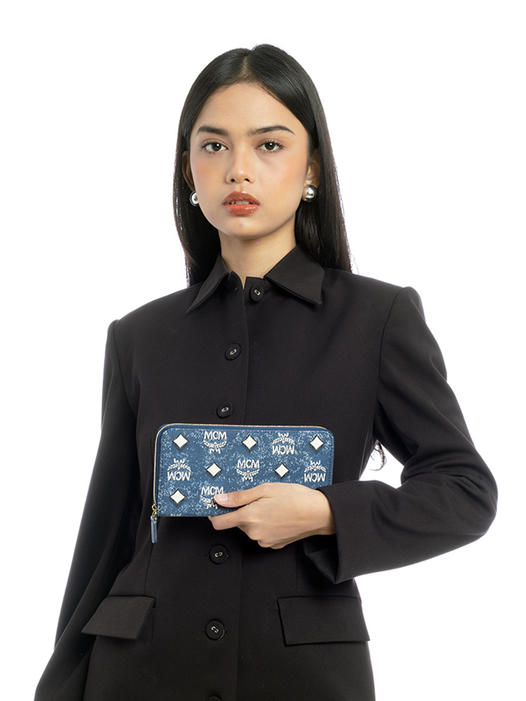 Aren Visetos Zip Wallet Denim Blue