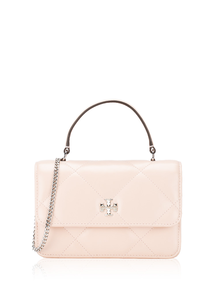 Kira Diamond Quilt Mini Top Handle Chain Wallet Soft Pink