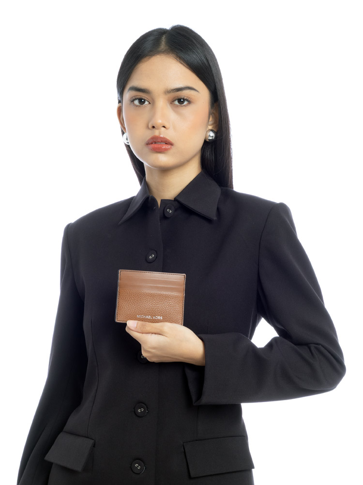Cooper Grained Leather Card Case Luggage Brun Valise