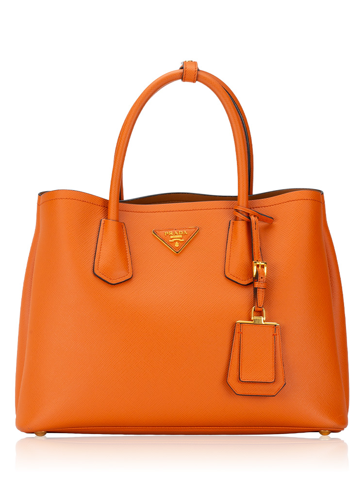 BN2775 Saffiano Cuir Double Handle Tote Papaya