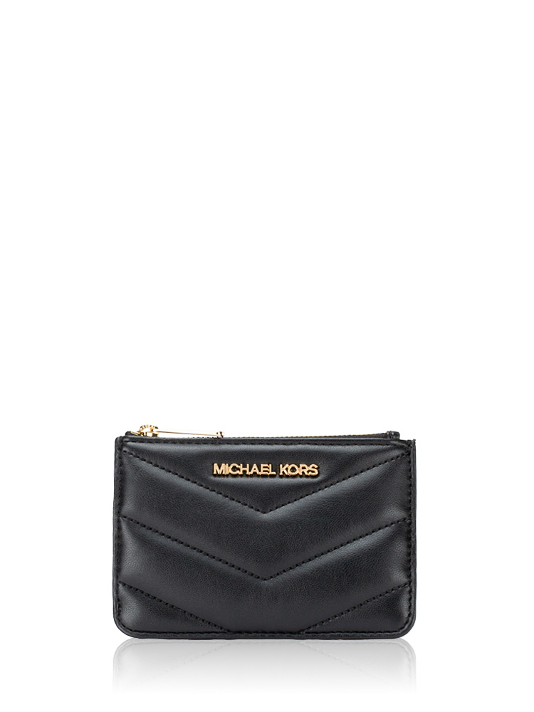 Jet Set Quilted Small Coin Pouch Black