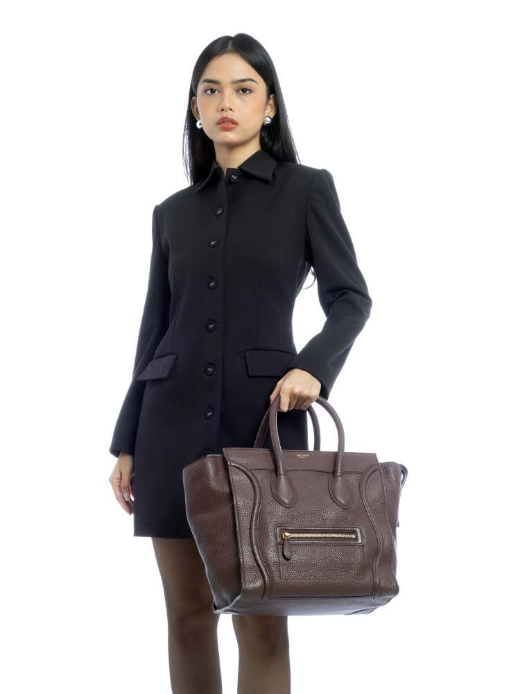 Drummed Calfskin Mini Luggage Havana