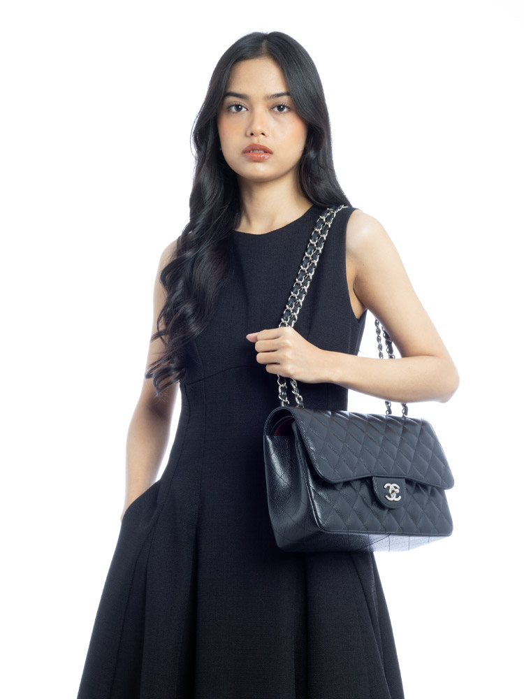 Caviar Classic Jumbo Double Flap Bag Black