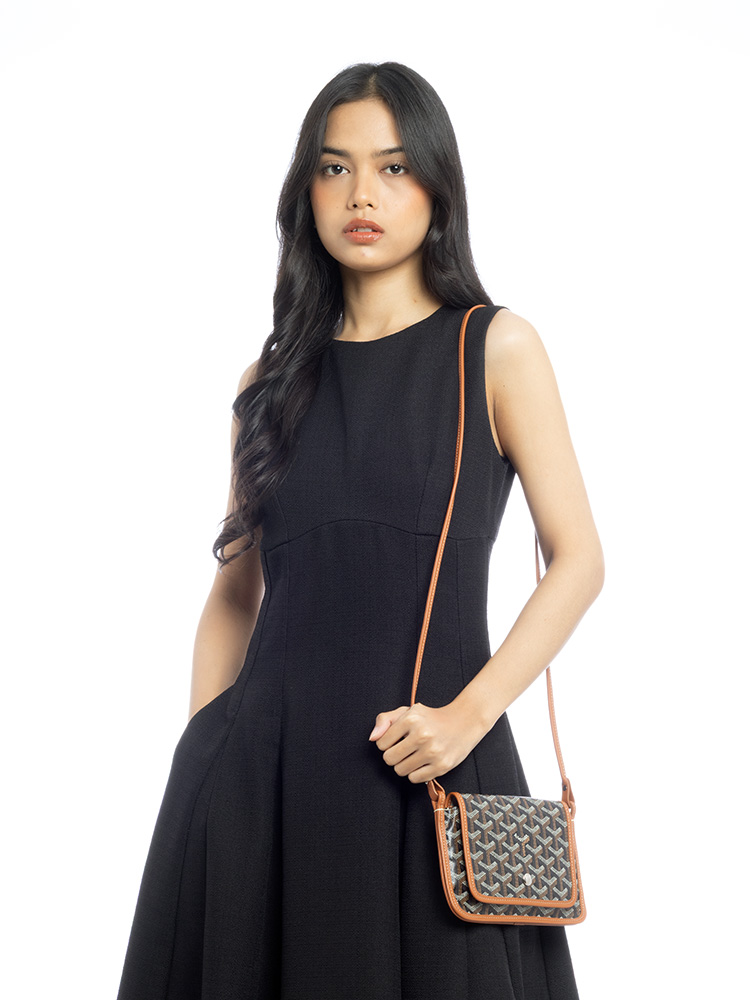 Goyardine Plumet Wallet Crossbody Black Tan