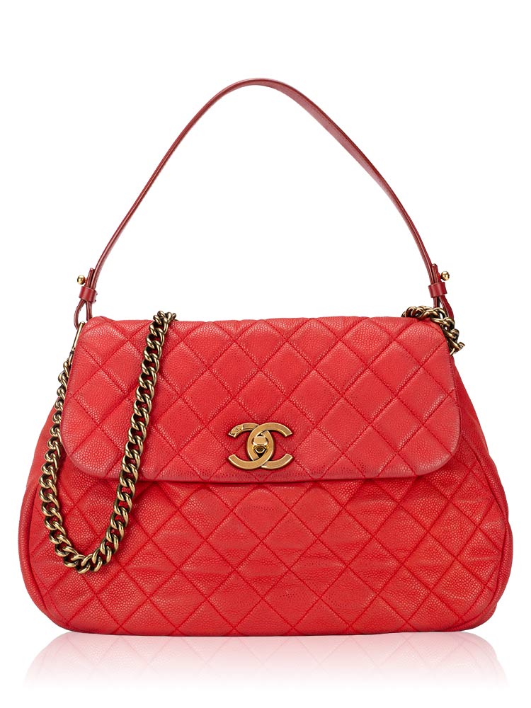 Caviar Country Chic Flap Shoulder Bag Red