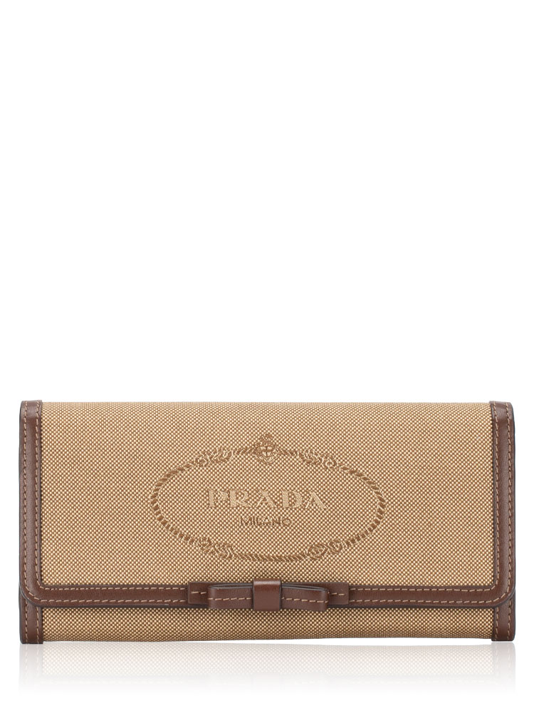 1MH132 Logo Jacquard Continental Wallet with Lanyard Corda Bruciato