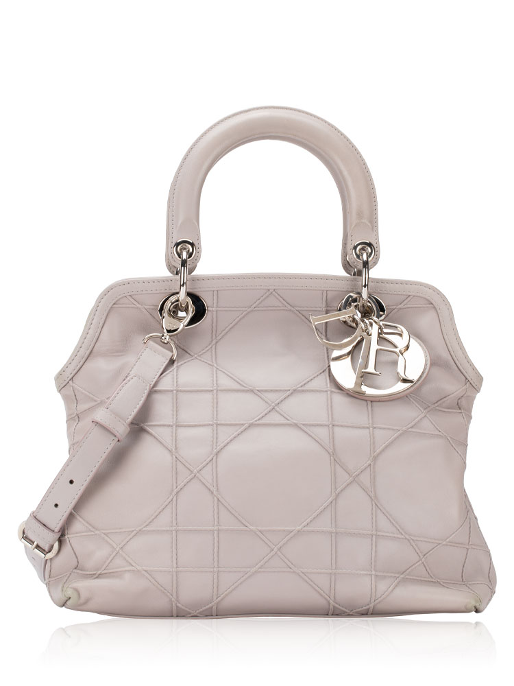 Lambskin Cannage Granville Medium Tote Lilac