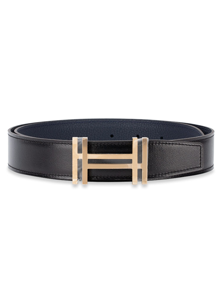 Box Togo 32mm Au Carre H Belt Noir Bleu Nuit Sz 85
