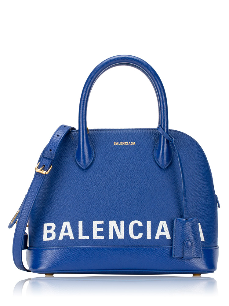 Grained Calfskin Ville Small Top Handle Bag Blue