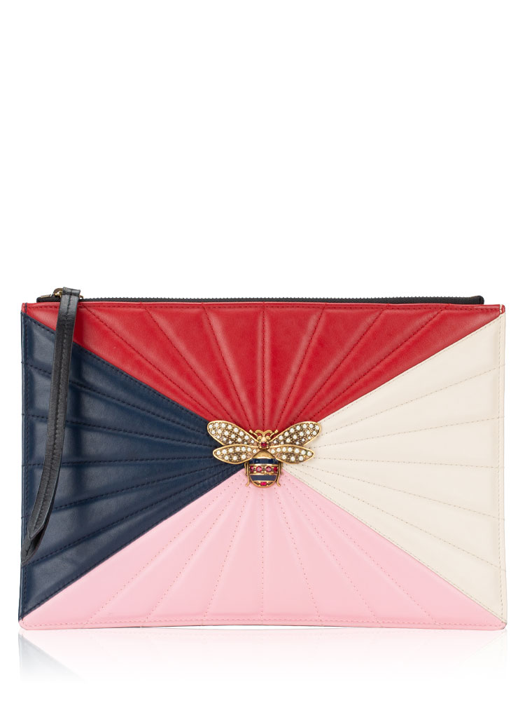 Calfskin Trapuntata Queen Margaret Oversized Zip Pouch Blue Agata