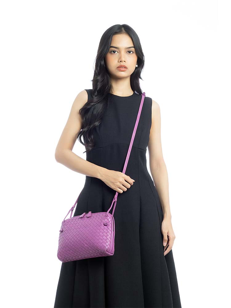 Nappa Intrecciato Nodini Crossbody Purple