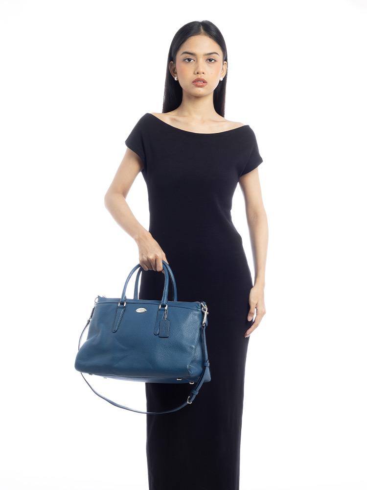 Coach F35185 Morgan Pebble Leather Satchel Slate - Satchels Used