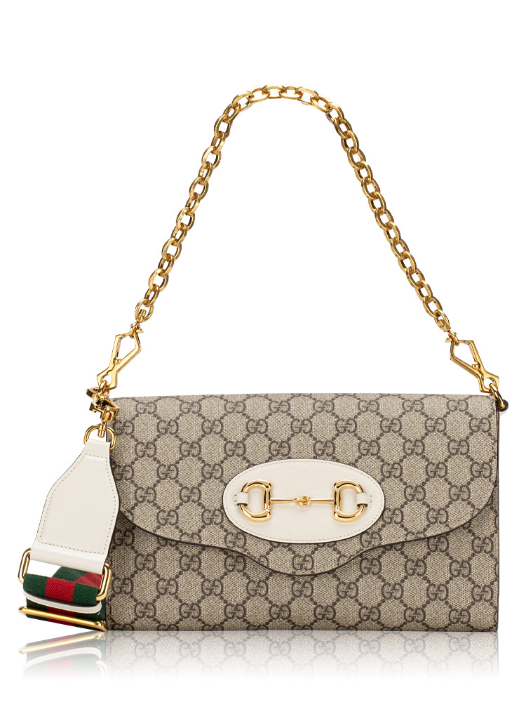 GG Supreme Horsebit 1955 Convertible Crossbody Beige Mystic White