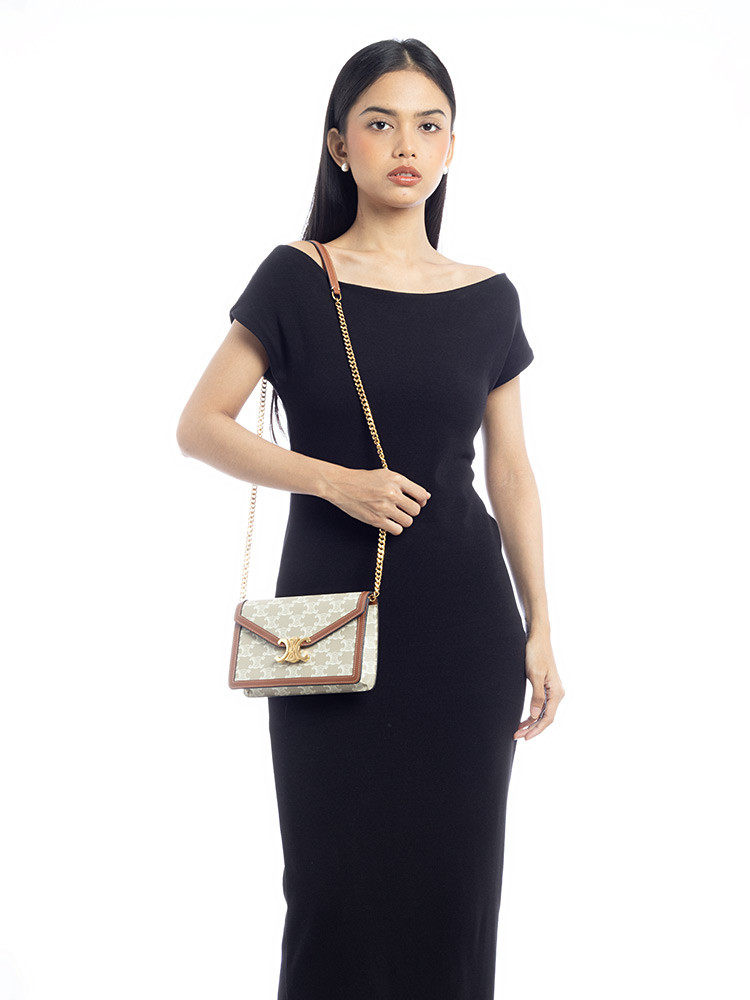 Canvas Triomphe Margo Wallet on Chain Greige