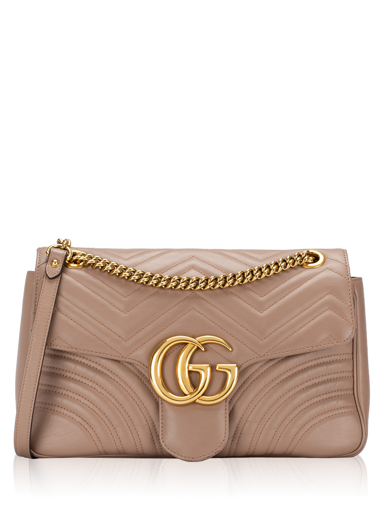 Calfskin GG Marmont Matelasse Medium Shoulder Bag Porcelain Rose
