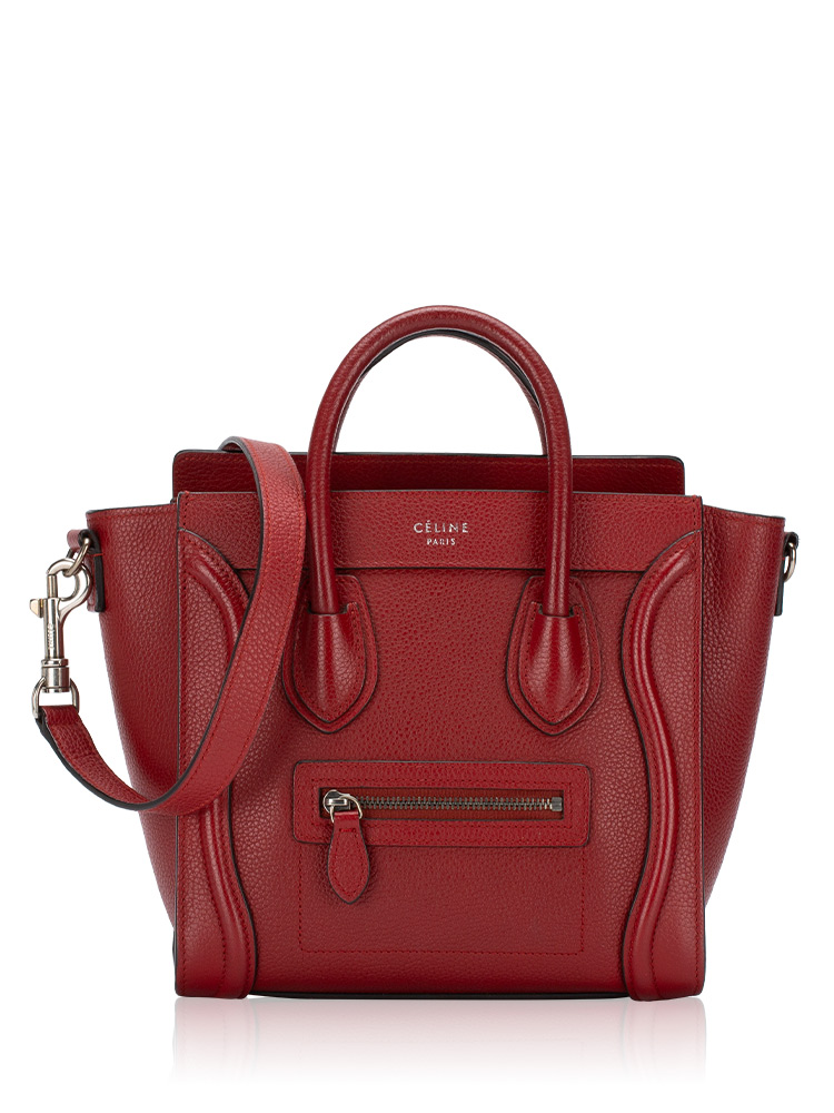 Drummed Calfskin Nano Luggage Merlot