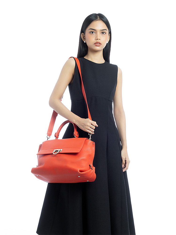 Calfskin Sofia Shoulder Bag Orange
