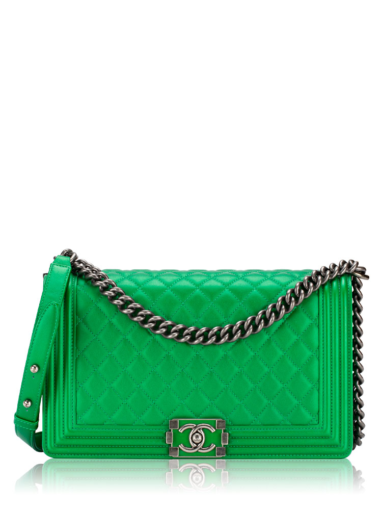 Metallic Calfskin New Medium Boy Flap Bag Green