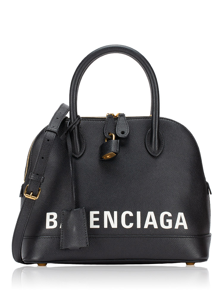 Grained Calfskin Ville Small Top Handle Bag Black