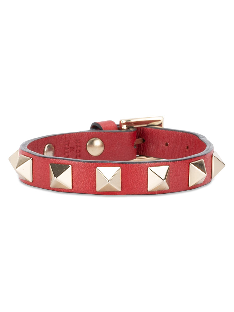 Vitello Rockstud Bracelet Red