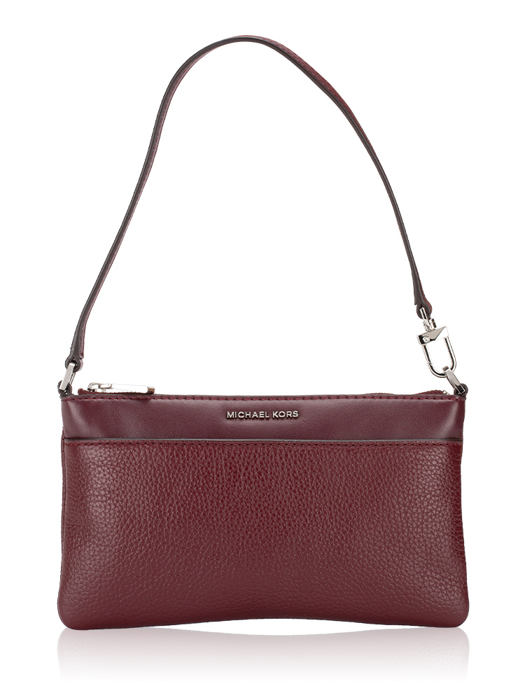 Jet Set Leather Medium Wristlet Dark Cherry