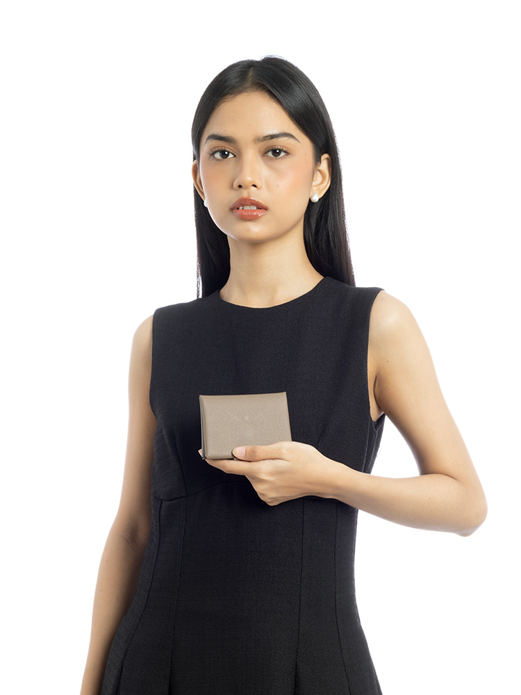 Epsom Calvi Duo Card Case Etoupe