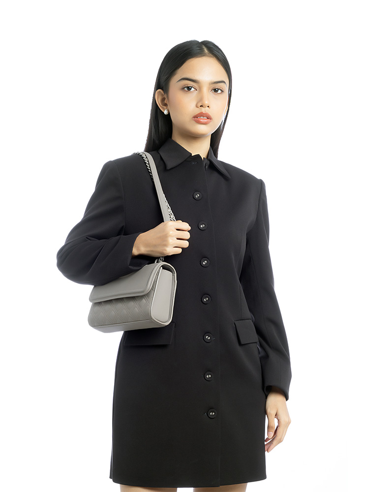 Fleming Matte Small Shoulder Bag Gray Heron