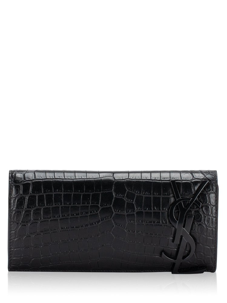Croco Embossed Smoking Clutch All Black