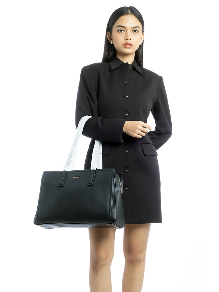 Laila Leather Medium Tote Black