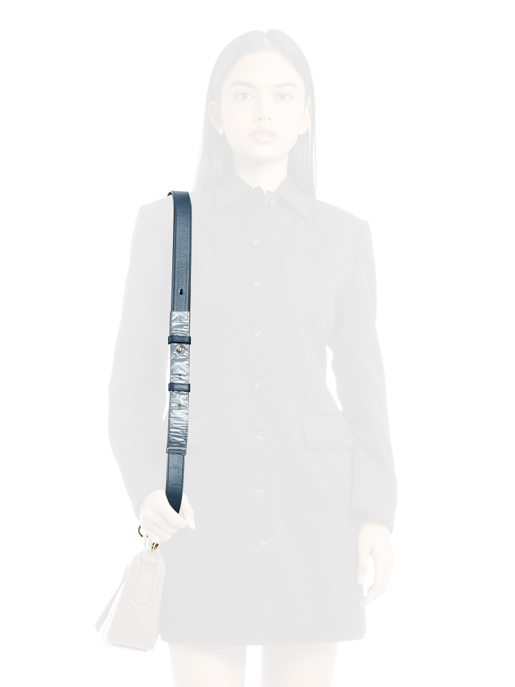 M0014586 Debossed Leather Strap Navy