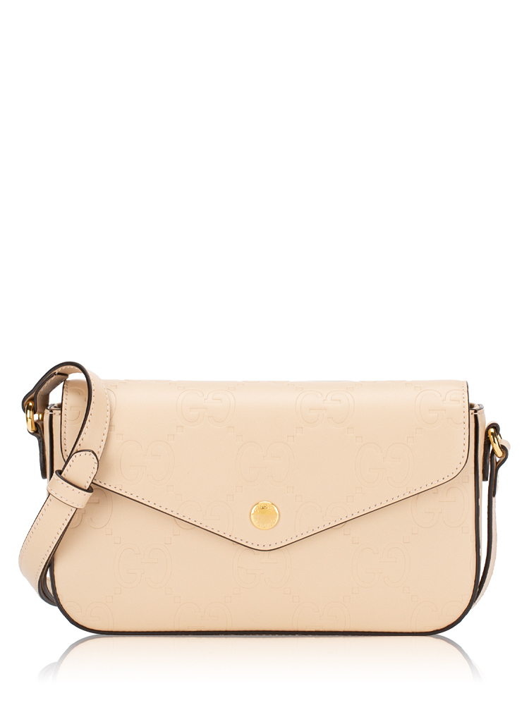 Calfskin GG Super Mini Shoulder Bag Beige