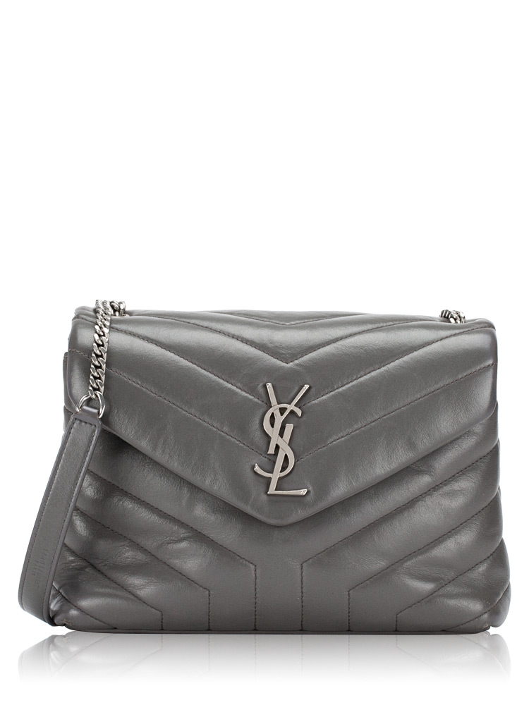 Calfskin Y Quilted Monogram Loulou Small Shoulder Bag Dark Grey