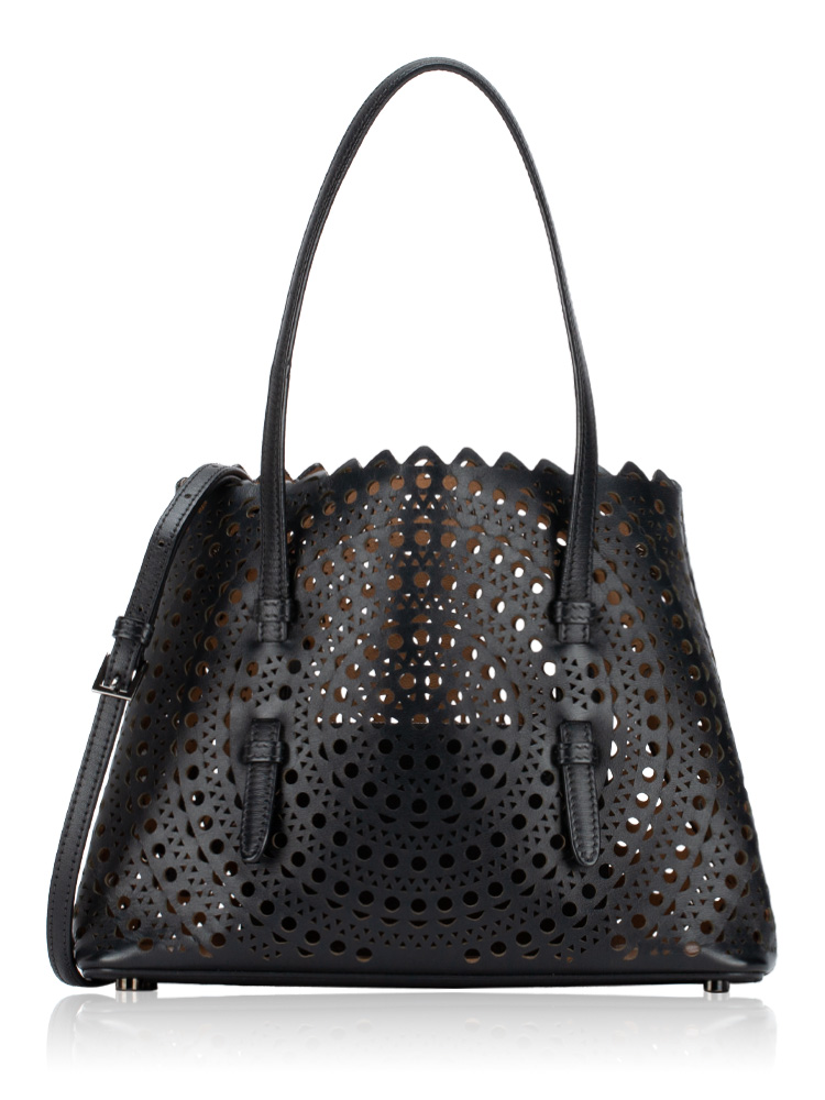 Lux Calfskin Vienne Wave Mina 25 Tote Noir