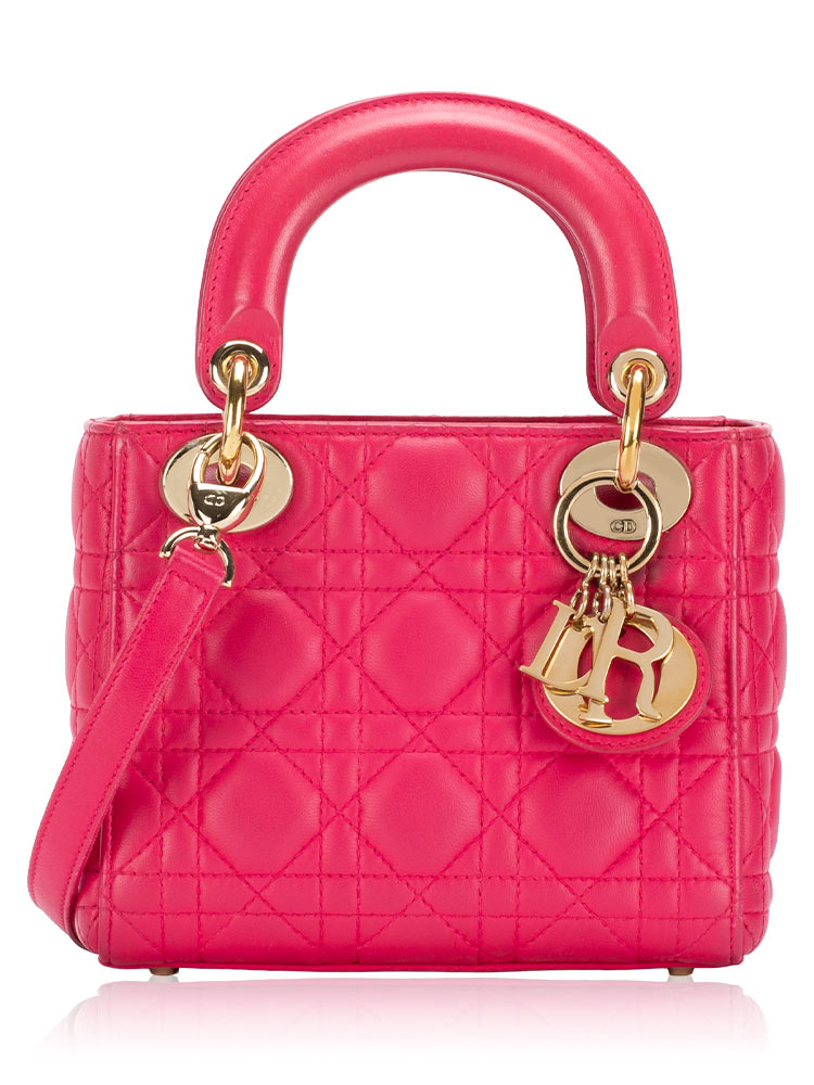 Lambskin Cannage Mini Lady Dior Fuchsia