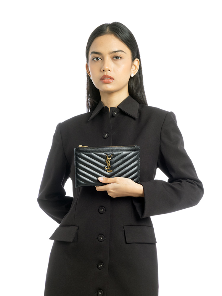 Grain De Poudre Monogram Cassandre Bill Pouch Black