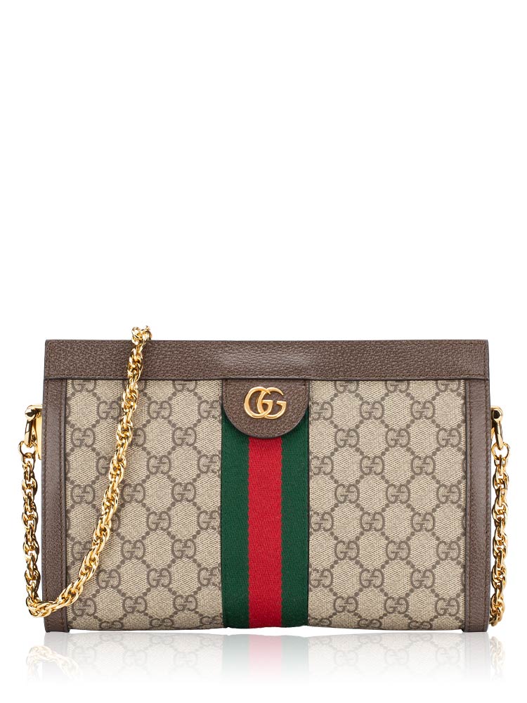 GG Supreme Web Ophidia Small Chain Shoulder Bag Beige Ebony