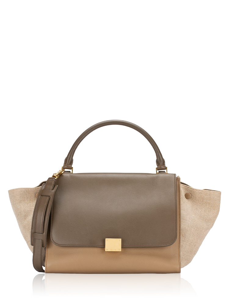 Cakfskin Linen Medium Tri-Color Trapeze Taupe