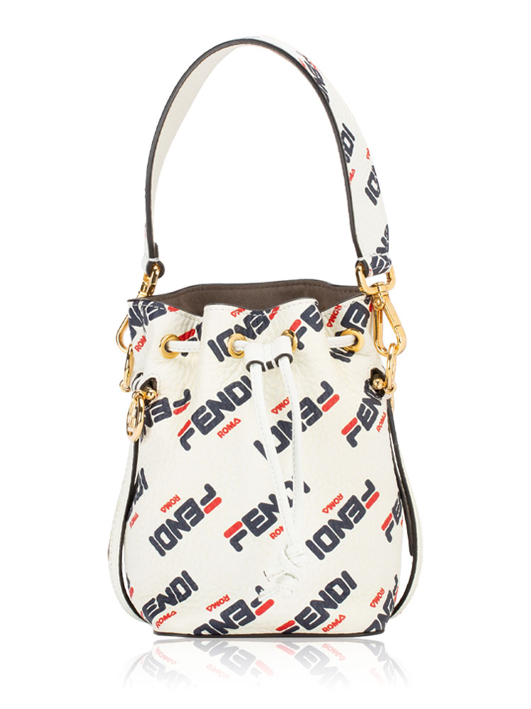 X FILA Vitello F is Fendi Mania Mon Mini Tresor Bucket Bag White