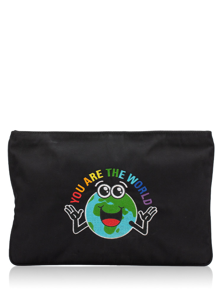 Nylon You Are The World Logo Zip Pouch Black