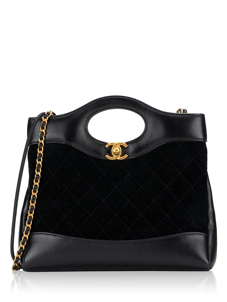 Calfskin Suede 31 Mini Shopping Bag Black